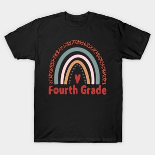 Fourth Grade T-shirt Gift Leopard Rainbow T-Shirt